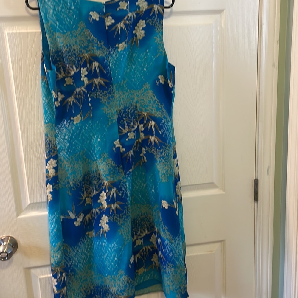 Kathie Lee medium polyester 8/10 blues taupe floral lined midi - Picture 5 of 10